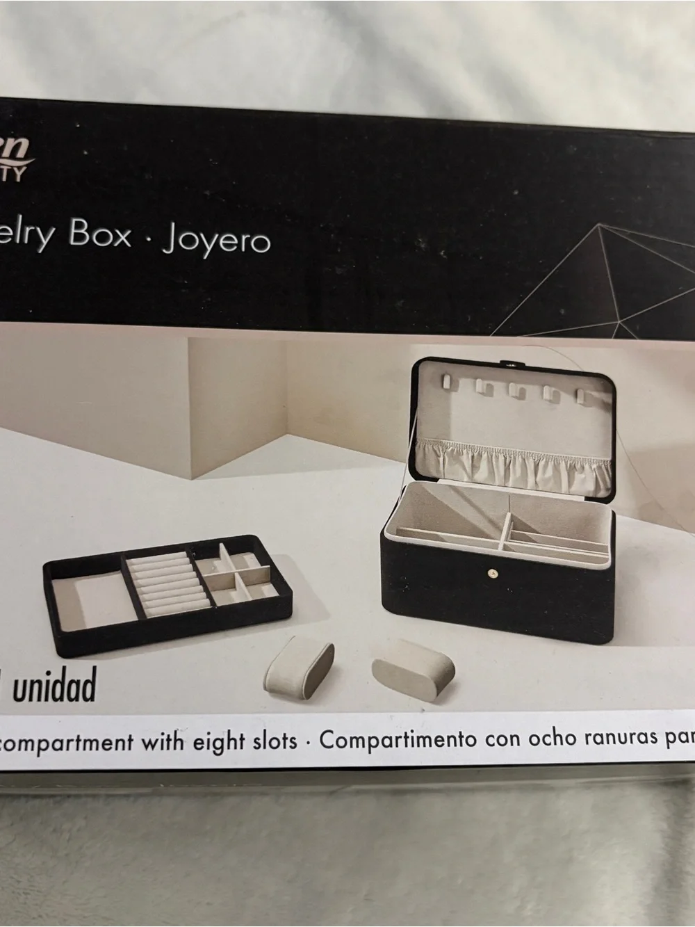 Jewelry Organizer Storage Box in Black and Cream